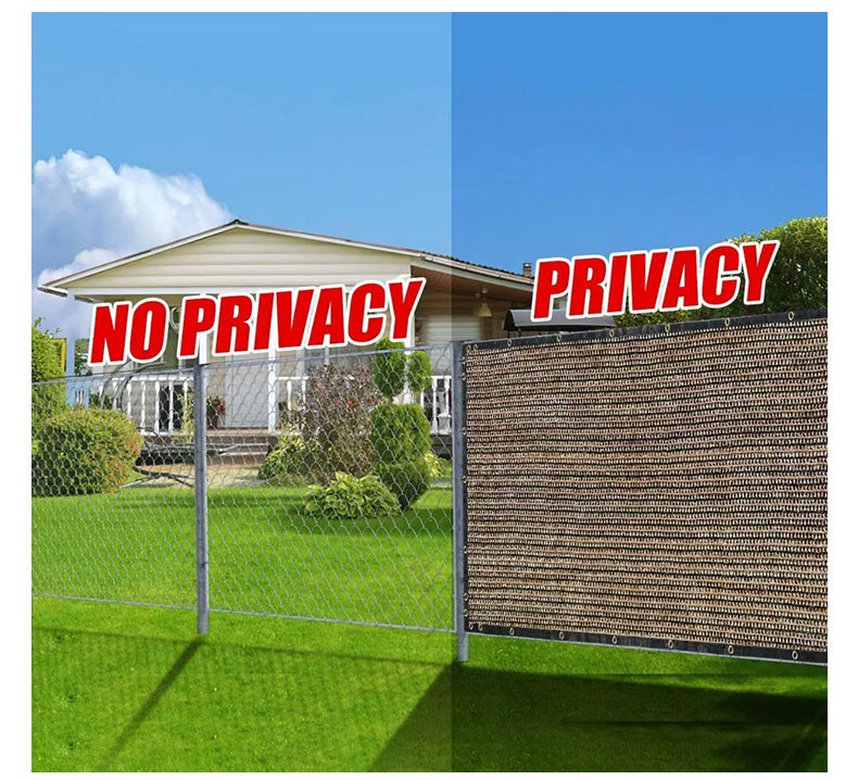 Toile d'ombrage perforée pour protection solaire et intimité, idéale pour balcon, terrasse, pergola (2 x 4 m) - Marron - 6