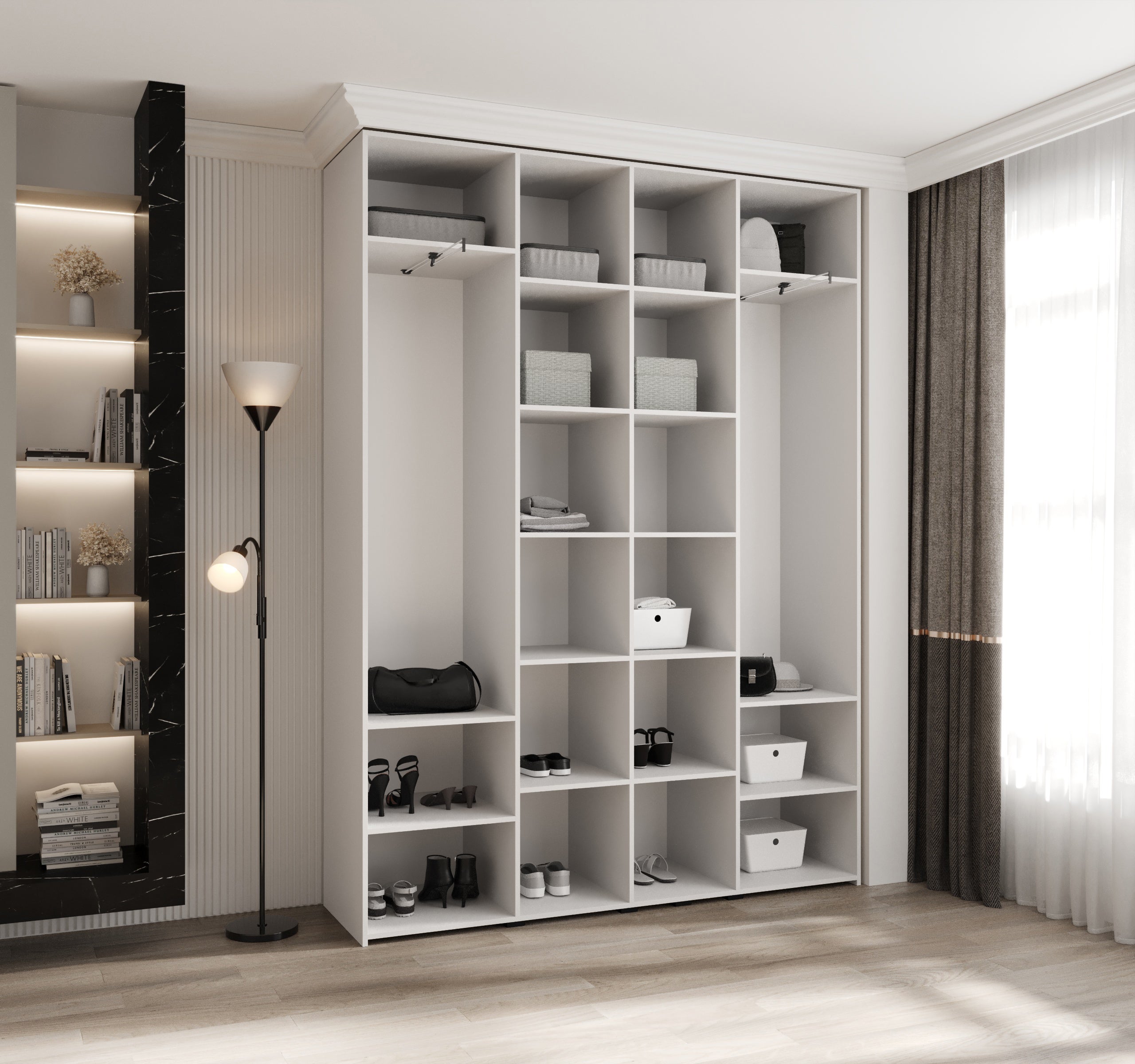 Szafa uchylna otwierana wysoka Como 1 180 x 40 x 245,5 cm biały + u. złoty Abiks Meble - 3