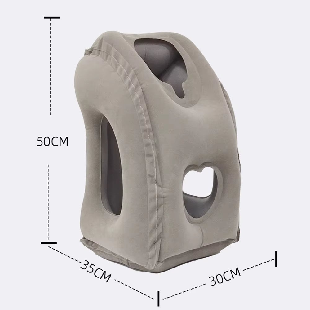Travesseiro de viagem inflável, travesseiro de pescoço confortável com bolsa de armazenamento, suporte de ombro e pescoço, para avião, trem - 2
