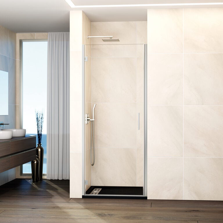 Paravan frontal GLASS 1 ușă batantă 80 cm (75,7-80,2) nichel sticlă transparentă