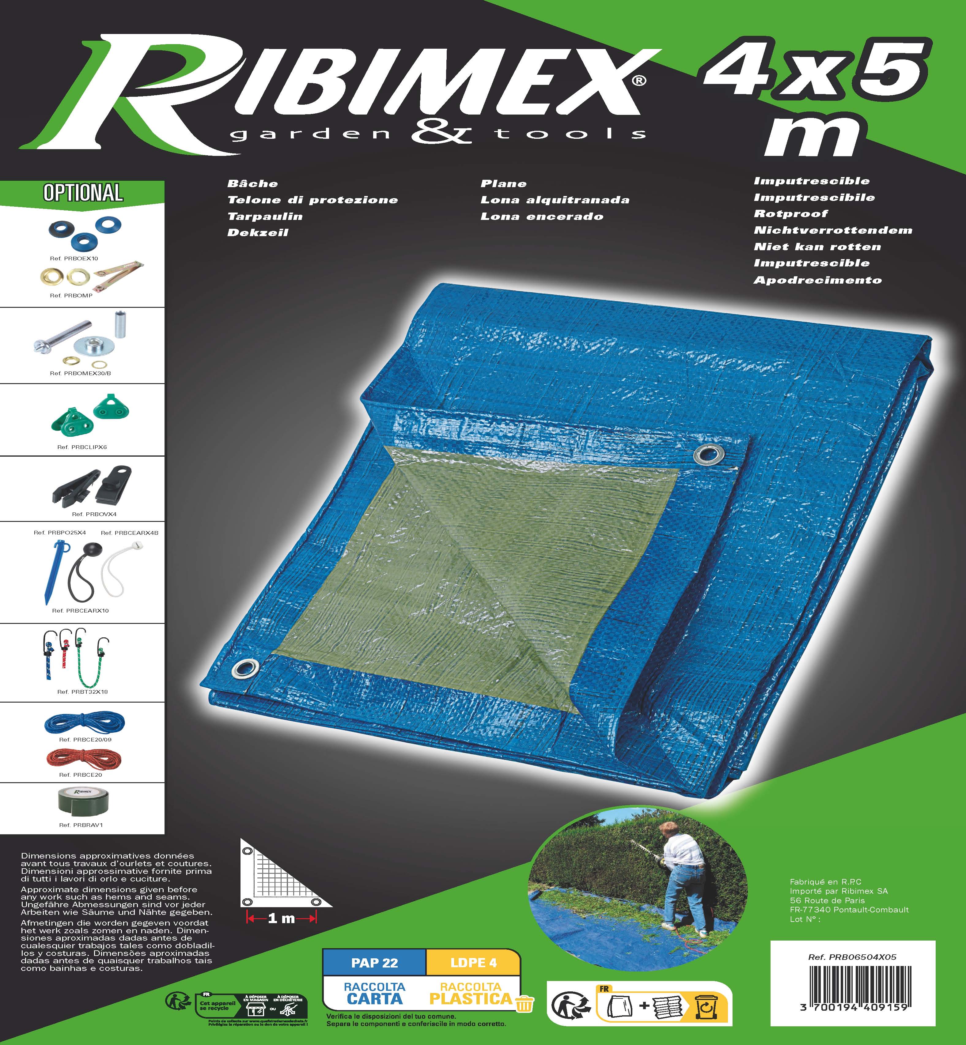 Bâche légère imperméable et imputrescible 4*5m PRB06504X05 Ribiland - 4