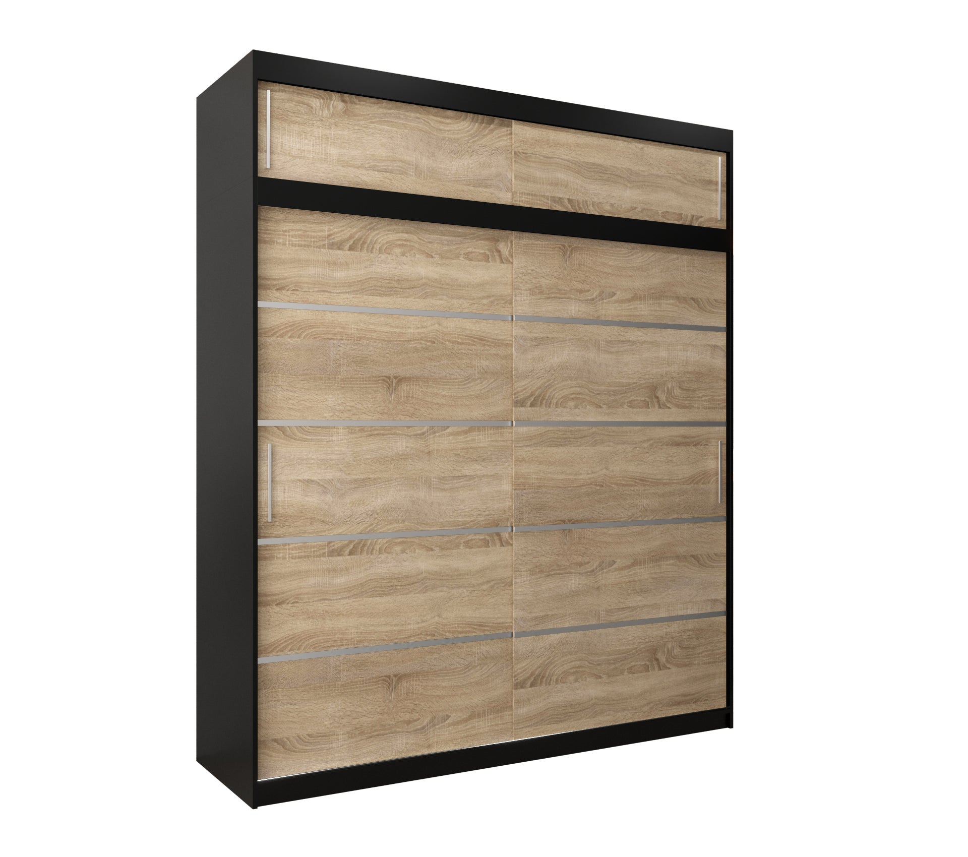 Szafa przesuwna z nadstawką garderoba Verona 1 200 x 62 x 240 cm Czarny + Sonoma - Abiks Meble
