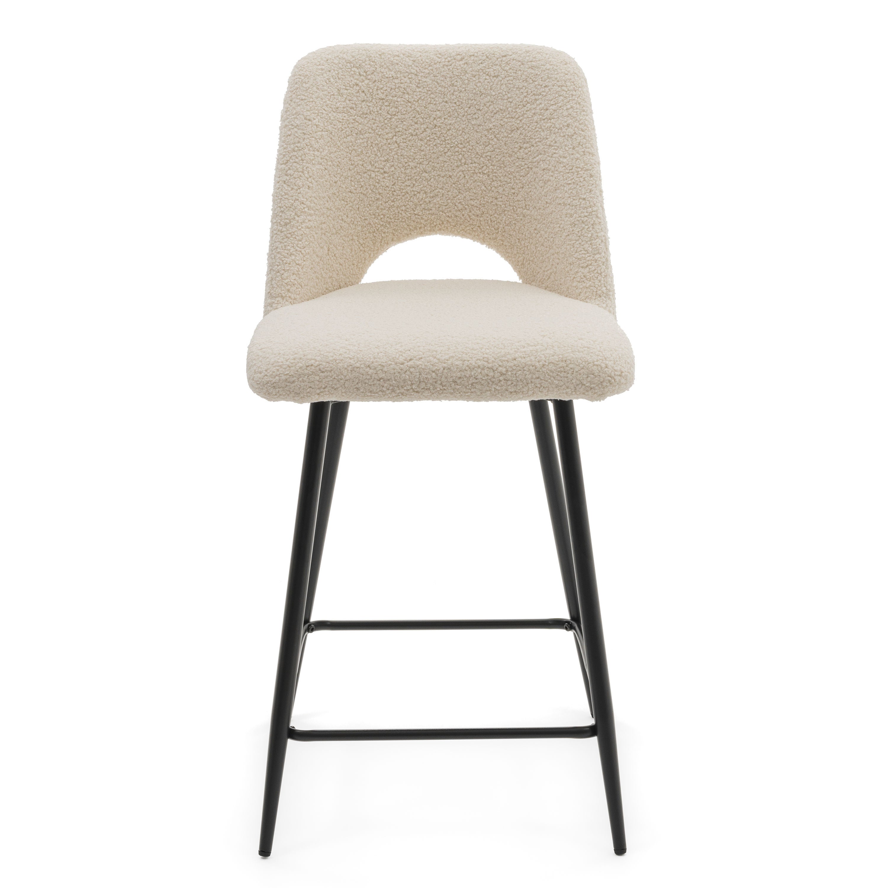 Hoker tapicerowany boucle teddy do salonu jadalni barowy ORO jasnobeżowy ecru - 2