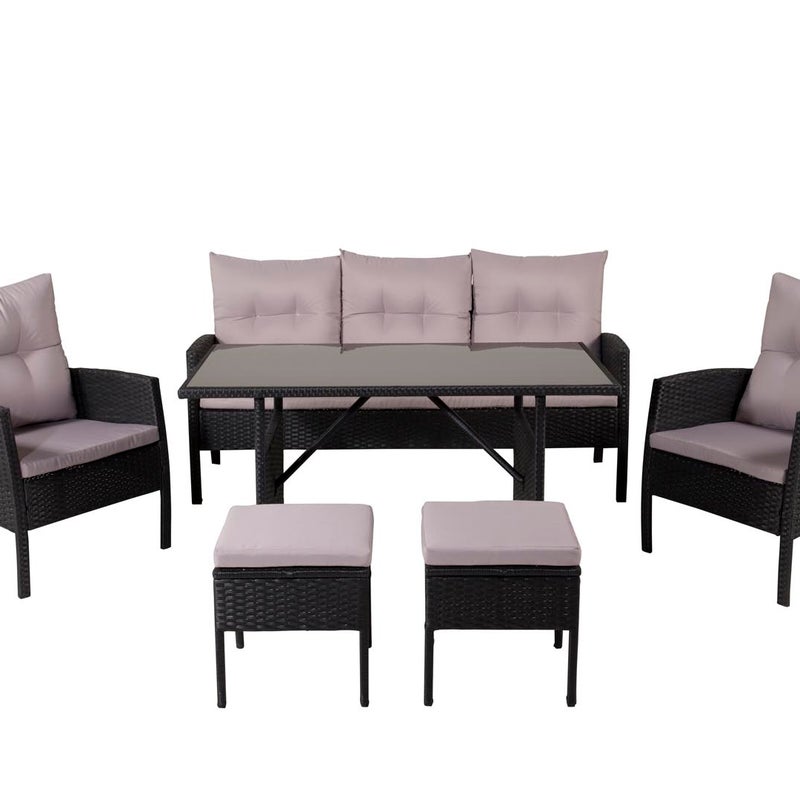 Knock zestaw ogrodowy 6 części czarny, szary.