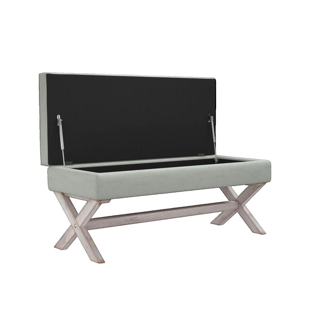 Taboret do przechowywania vidaXL Szary aksamit, solidne drewniane nogi