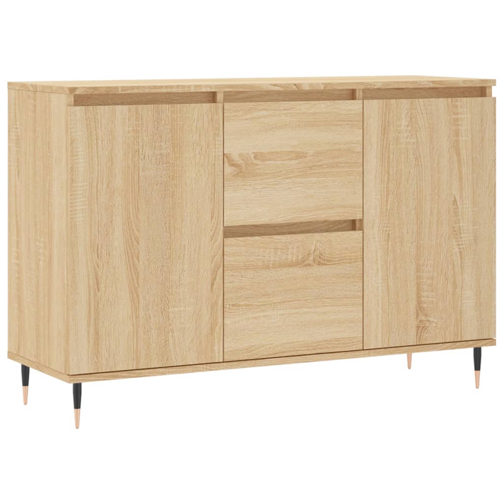 vidaXL Comodini 2 pcs Nero Rovere 44x45x60 cm Legno ingegnerizzato