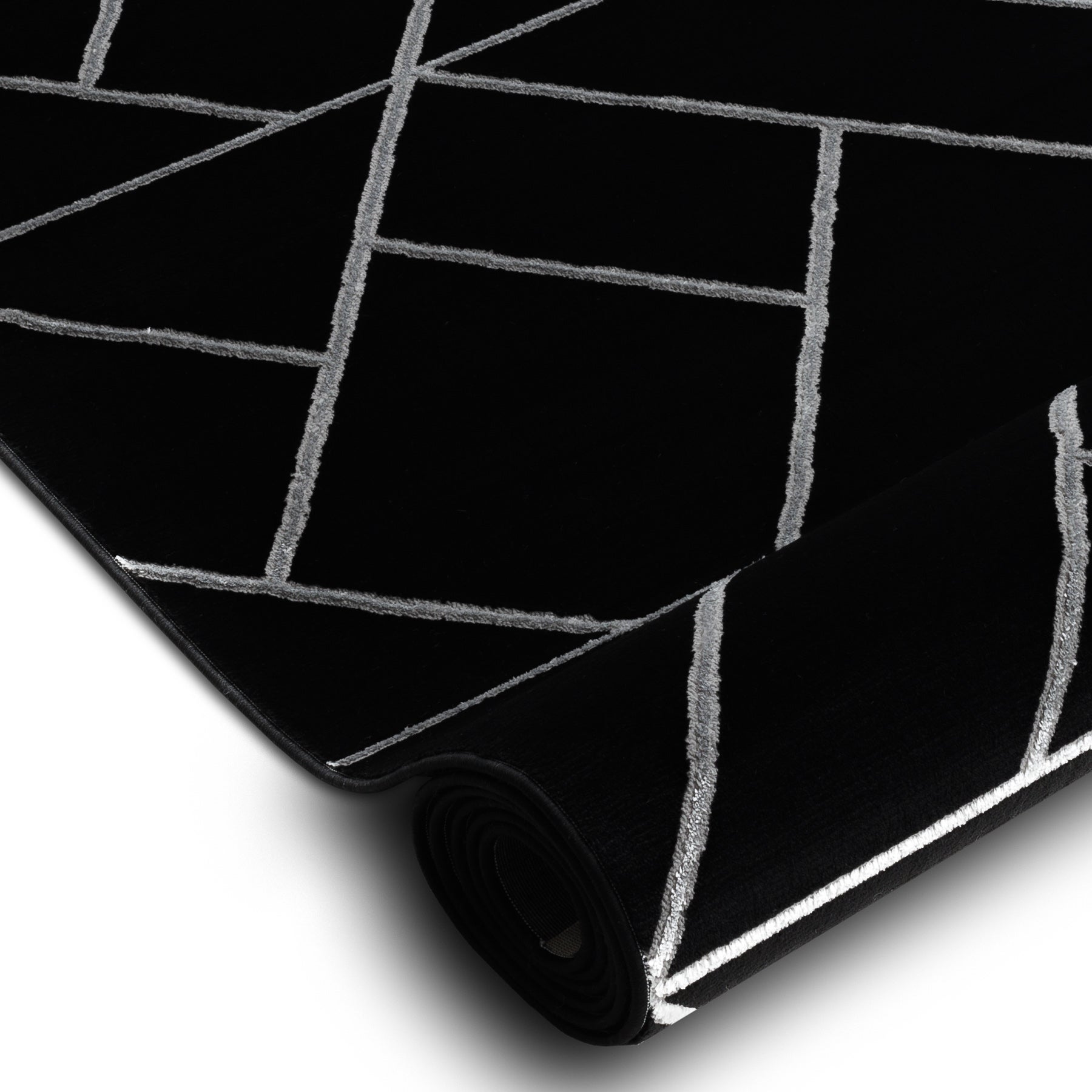 Tapis de couloir EMERALD exclusif 7543 glamour, élégant géométrique noir / argent 70 cm 70x1100 cm - 2