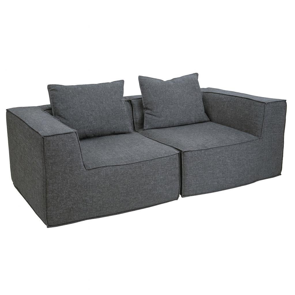 Sofa 2-osobowa/akcesoria do sofy HWC-O54, kanapa 2-osobowa sofa wypoczynkowa, modułowa tkanina/tekstylia (300 g/m²) 63 x 194 x 97 cm ~ ciemnoszary