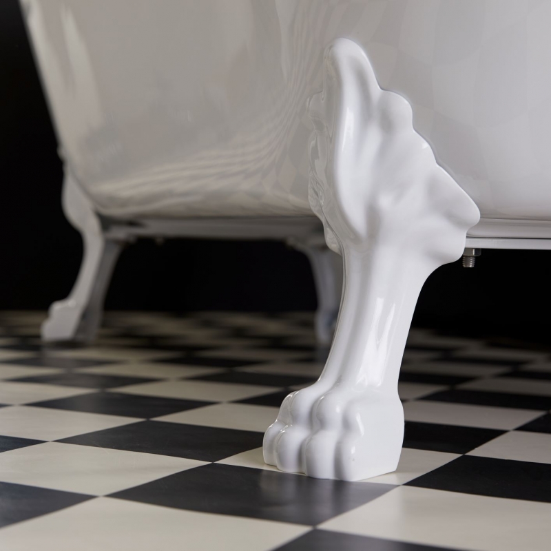 Baignoire îlot Charly ovale rétro avec pieds patte de lion blanc - 5