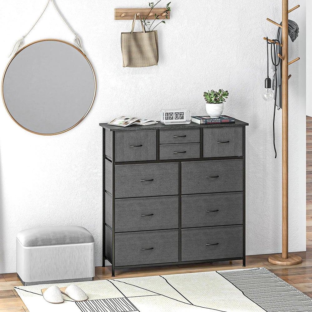Commode à tiroirs, avec tiroirs en tissu, 10 compartiments, structure ...