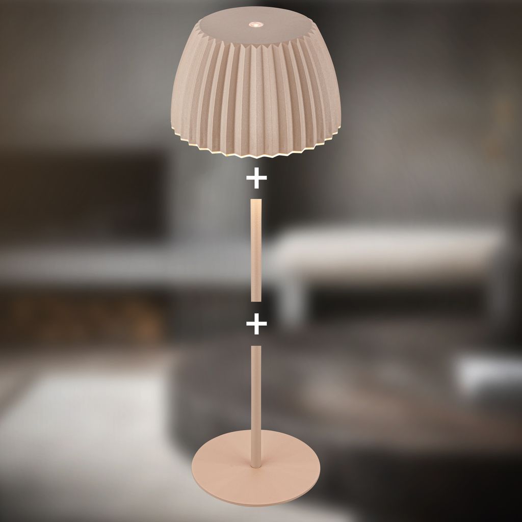 Lampe de table LED sans fil CHAMP - rechargeable USB-C - dimmer tactile continu - 2W 200lm - 2700K - IP44 - beige - Briloner - 5