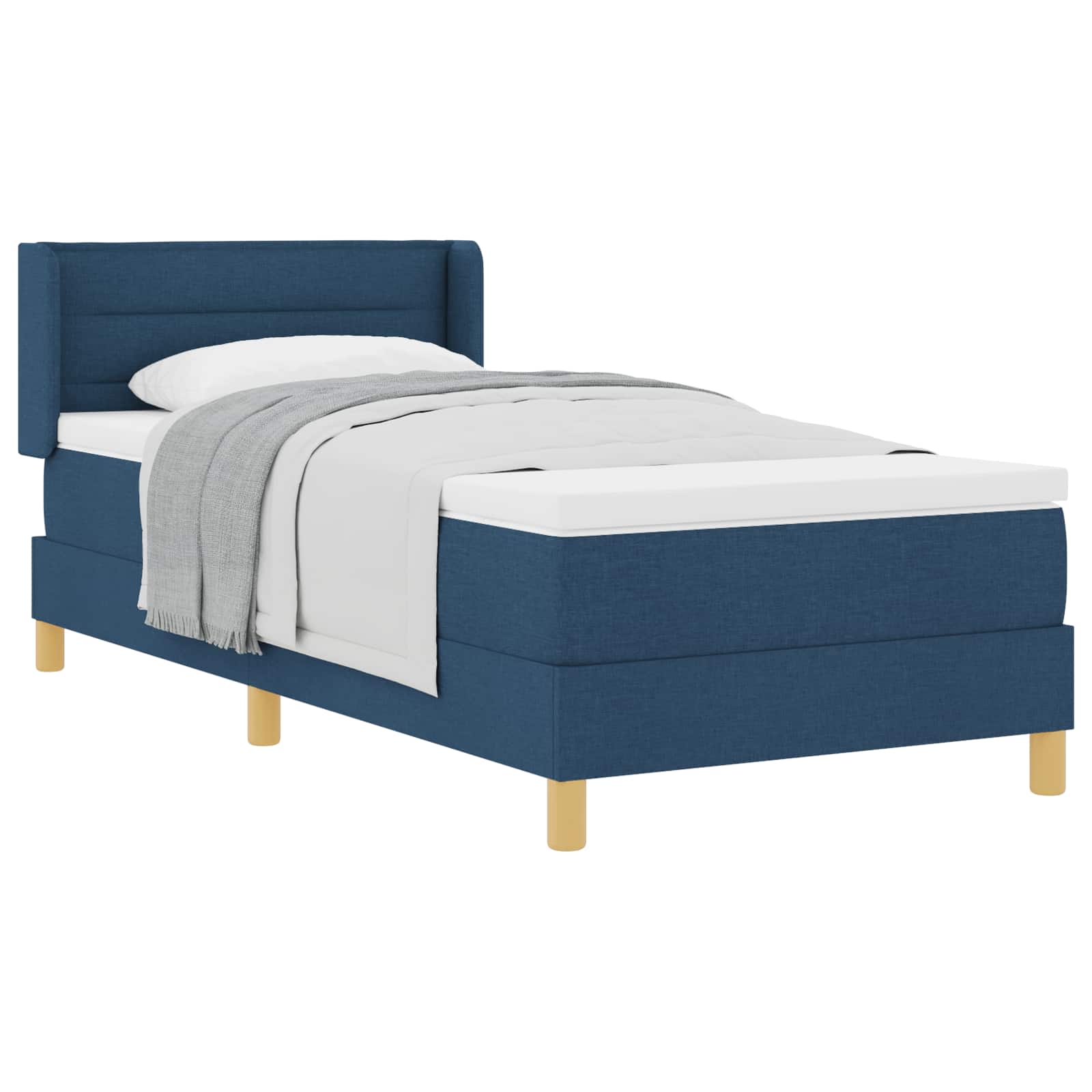 Cama tipo Box Spring con colchón Azul 200 x 100 cm tela | Leroy Merlin