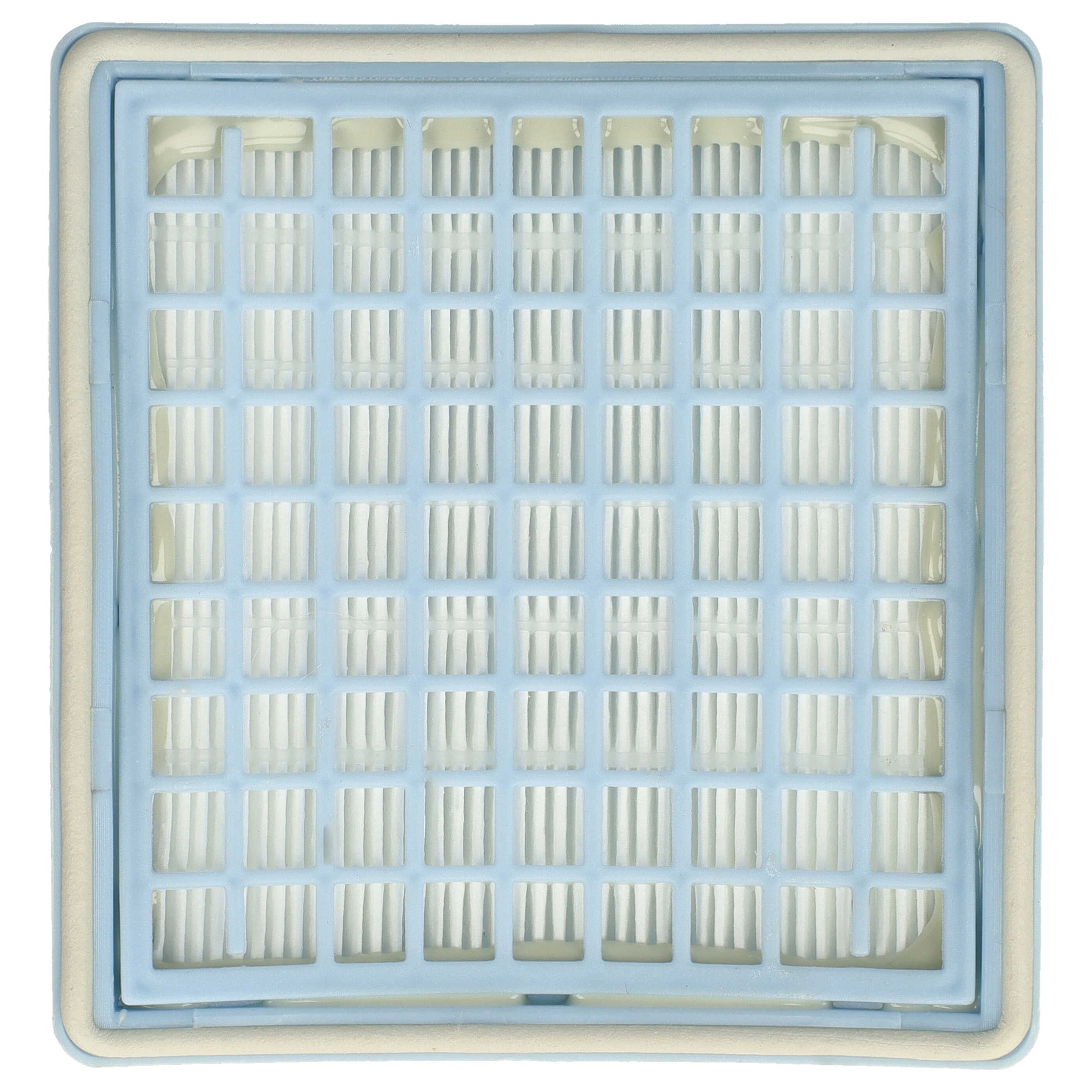 vhbw filtre compatible avec Miele S163 Parkett & Co Mini1400, S164, S164 Parquet 1500, S166 aspirateur - filtre d'évacuation HEPA blanc / bleu clair - 2