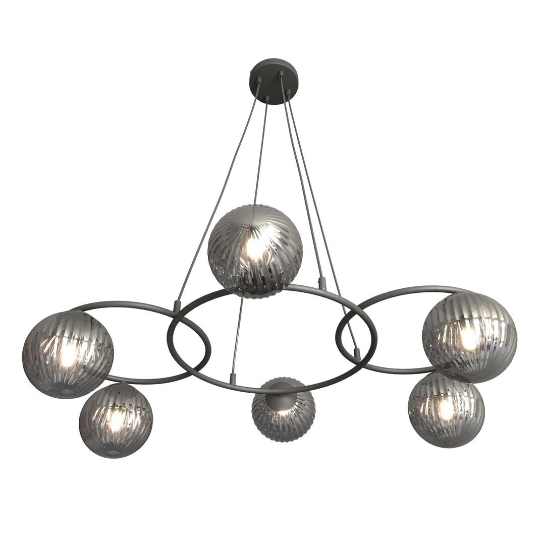 Lampa wisząca LIBRA czarna 6xE14x15W szkło wym:140x88x70cm IP20 Emibig