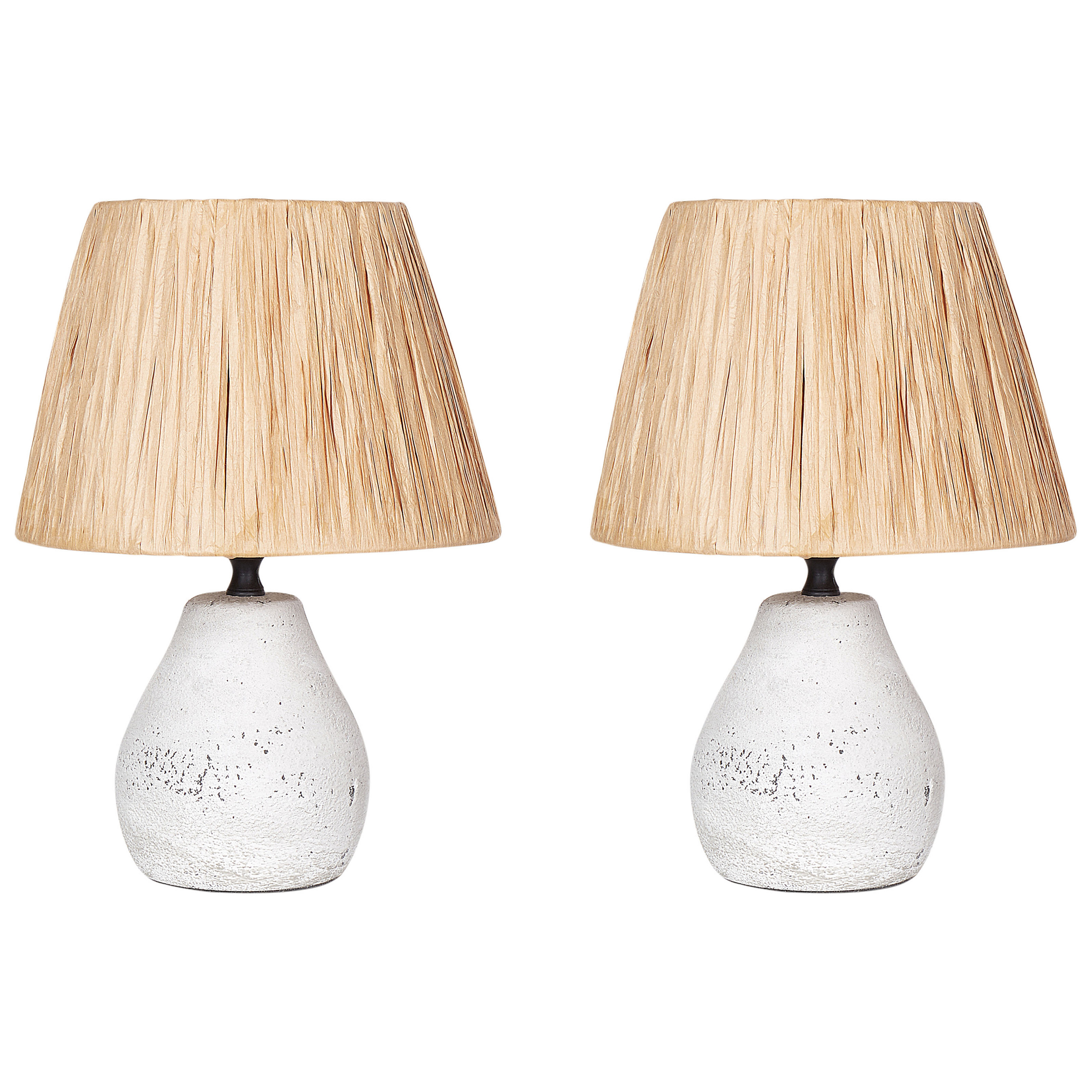 Lot De 2 Lampes De Table En Céramique – Abat-jour Tissu Blanc – Douille E27 – Style Bohème Moderne – Pour Chambre, Salon, Chevet