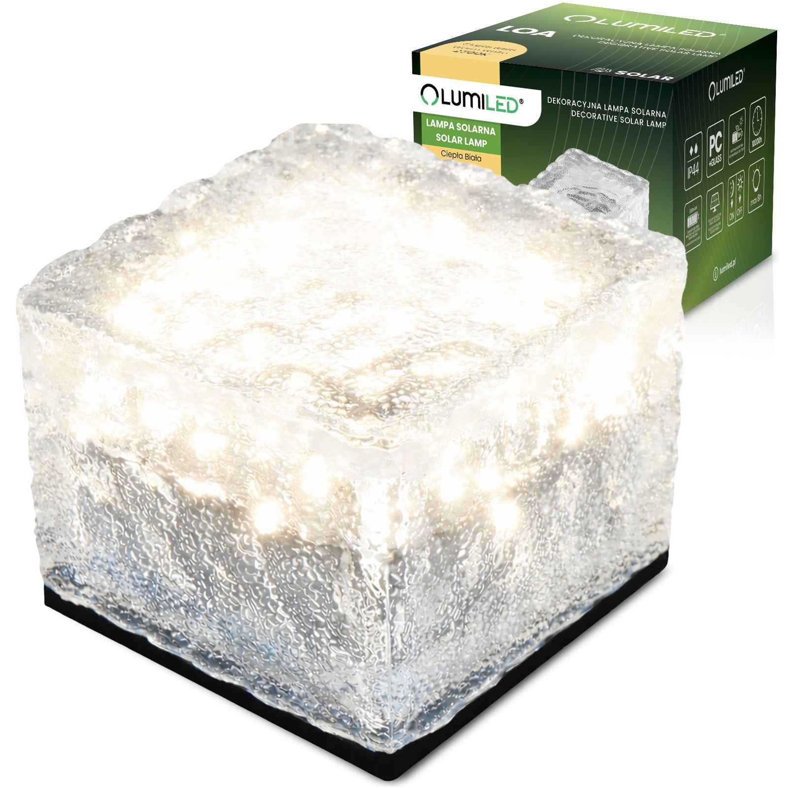 Lampka Solarna Lumiled Ogrodowa LED 2700K Ciepła biel Zewnętrzna Dekoracyjna Kostka 7cm IP44 1 szt.