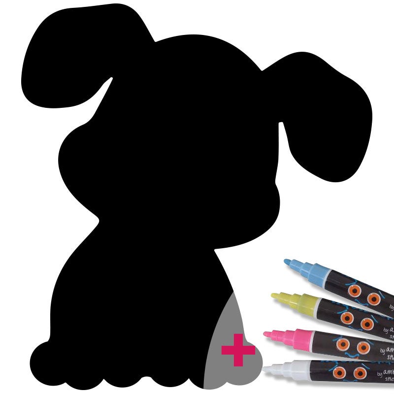 Adesivo lavagna cucciolo + 4 gessi liquidi - Sticker adesivo - adesivi murali - 115x105cm - 4