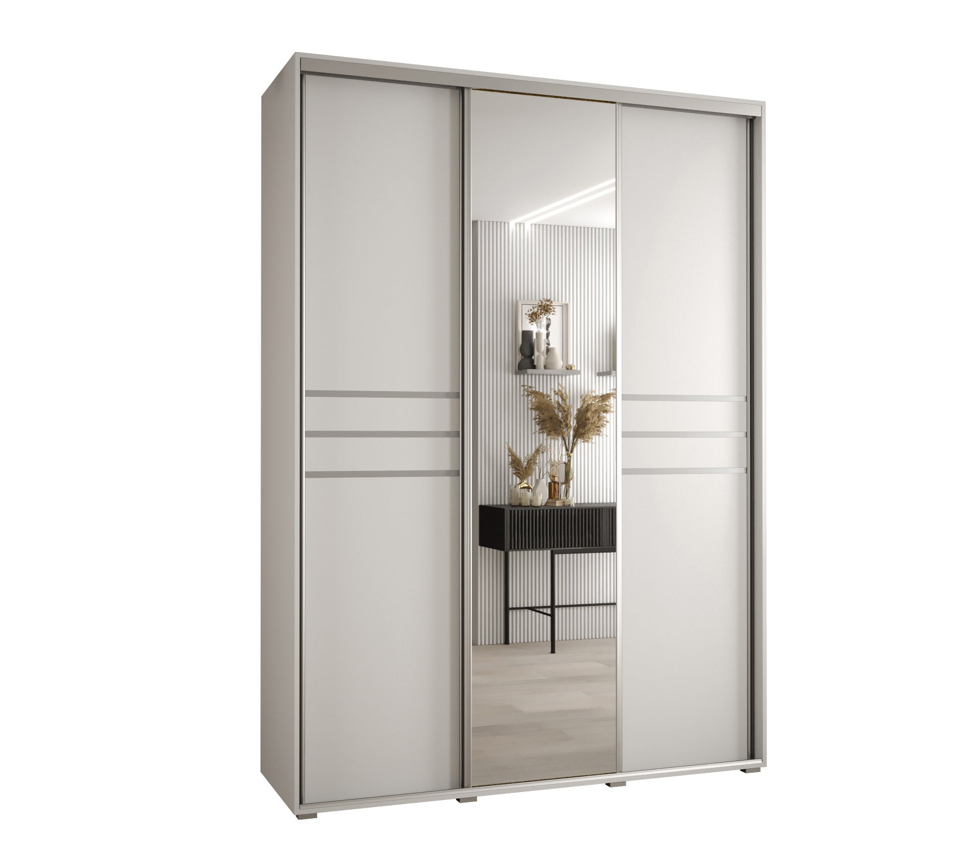 Szafa przesuwna z lustrem wysoka Davos 11 180 x 45 x 235,2 cm biały + biały + u. srebrny - Abiks Meble
