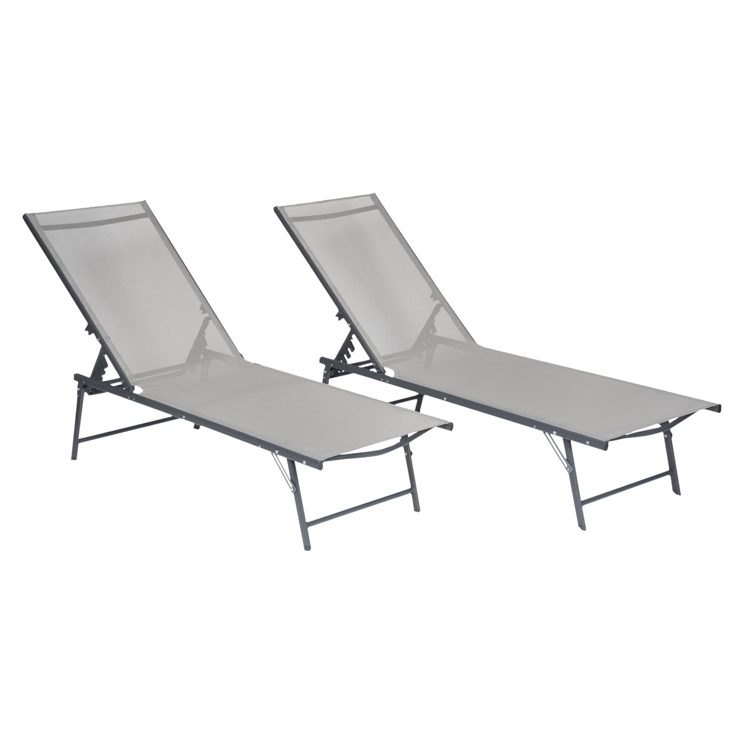 Pack de 2 tumbonas grises y gris antracita de textileno SICILIA - 2