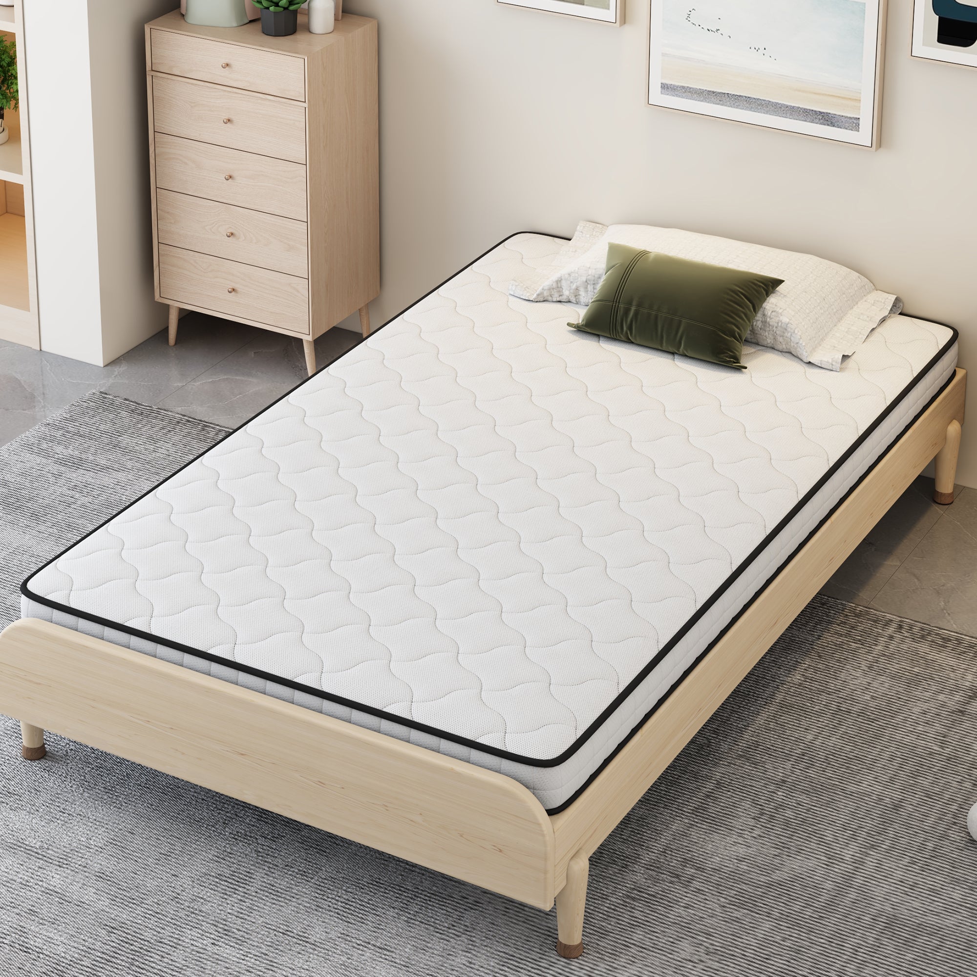 Materac kieszeniowy 90 x 200 cm - Moduły ergonomiczne i podparcie lędźwiowe, grubość 10 cm - Twardość H3 (średnio twardy) - Biały - 2