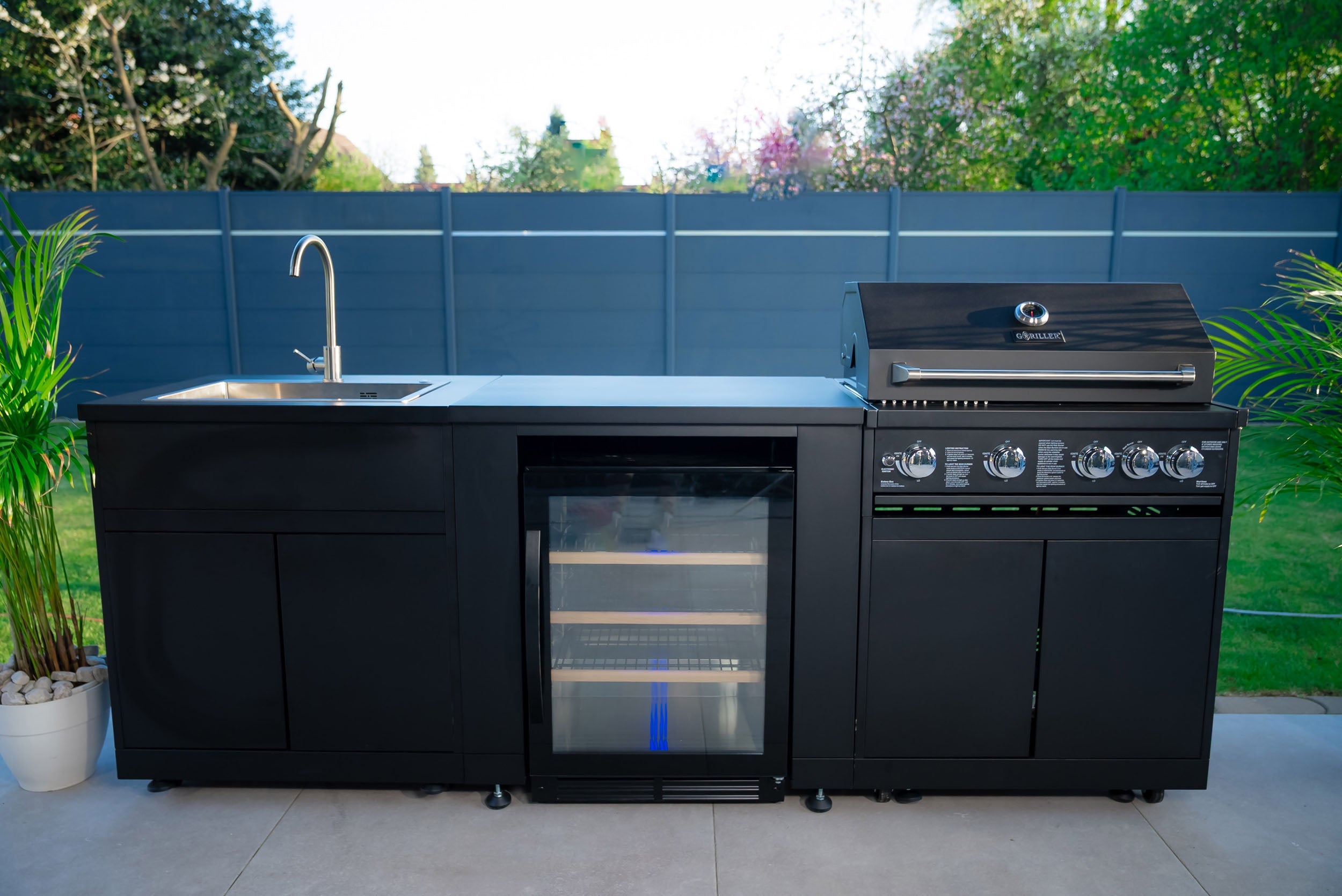 Cucina Esterna GORILLER® In Acciaio Inox Con Frigorifero E Girarrosto - Griglia Da Giardino Nera - Foto 11