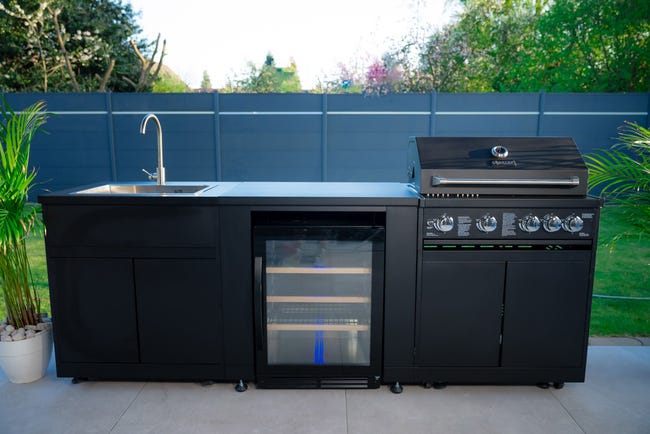 Cucina Esterna GORILLER® In Acciaio Inox Con Frigorifero E Girarrosto - Griglia Da Giardino Nera - Foto 11