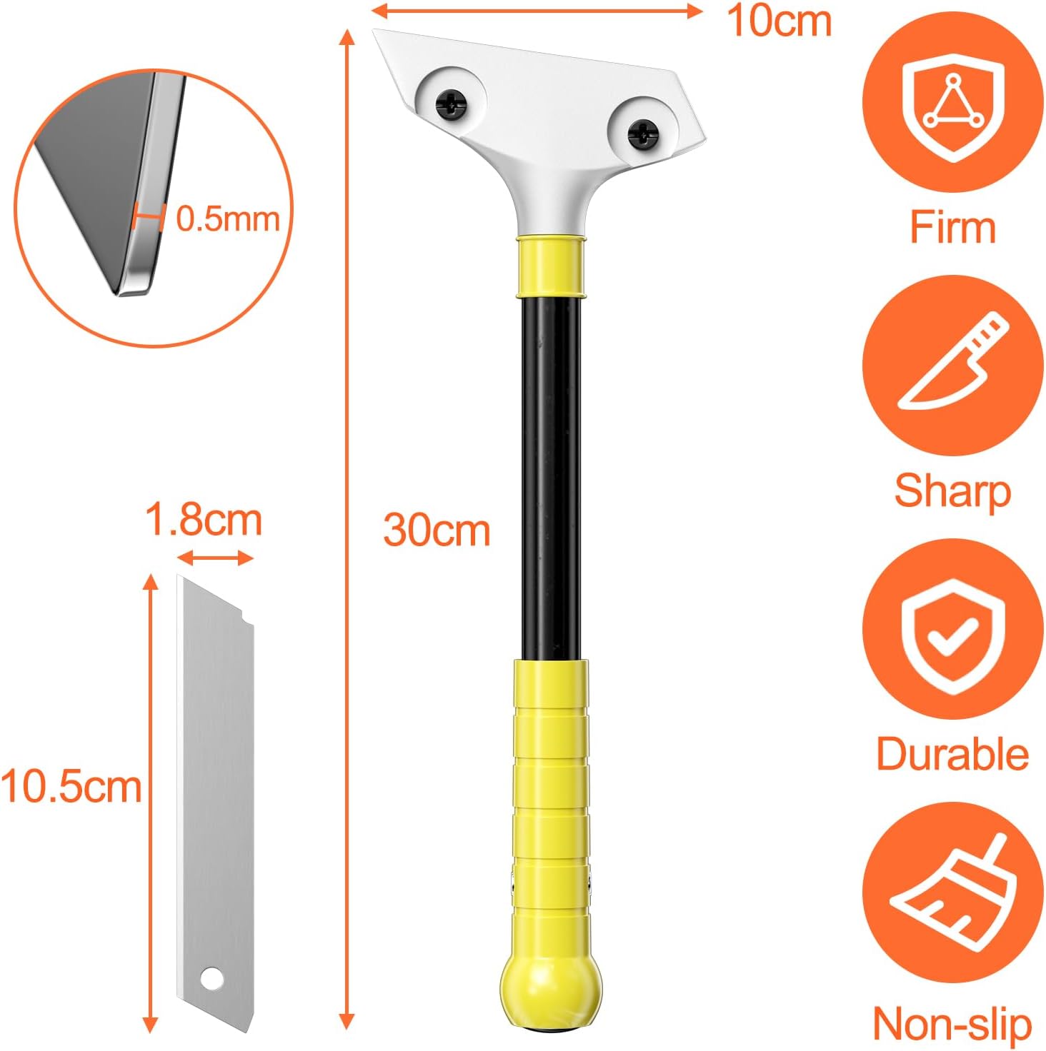 Skrobak do szkła, skrobak do farby, skrobak do płyt grzewczych z funkcją wybijania otworów, skrobak do płyt indukcyjnych z długim uchwytem, czyszczeni - 2