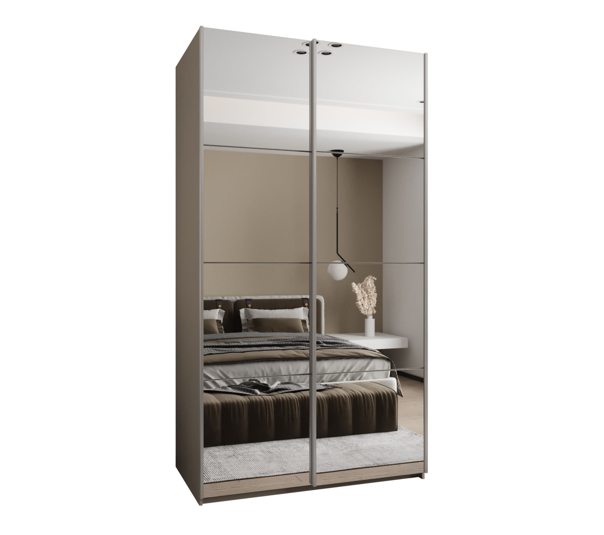 Szafa przesuwna wysoka Lux 2 140 x 64 x 245,5 cm kaszmir + kaszmir + u. srebrny - Abiks Meble