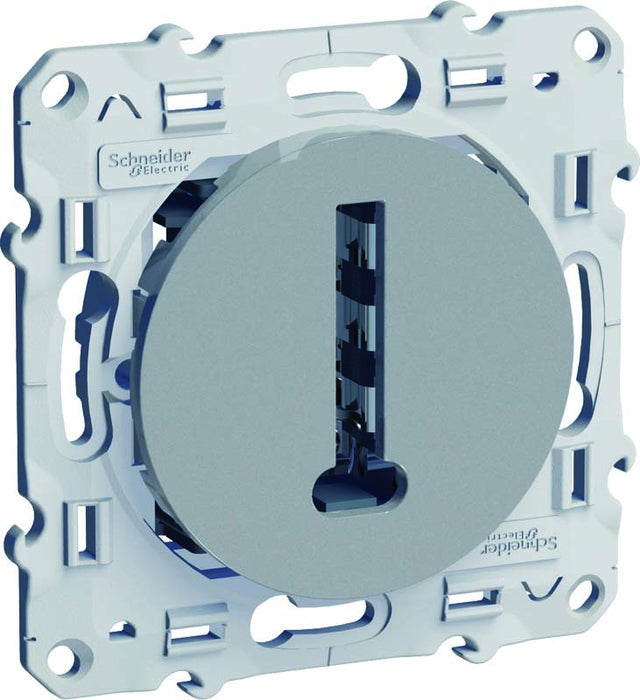 Prise téléphone en T 8 contacts à vis - aluminium - Odace - Schneider