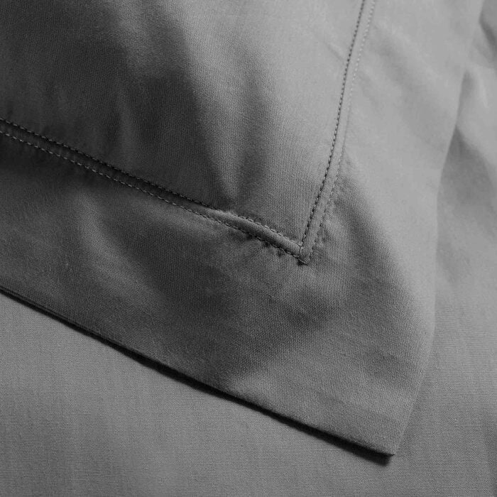 Taie d’oreiller 63 x 63 cm en percale Acier – Volant plat & point bourdon - 2
