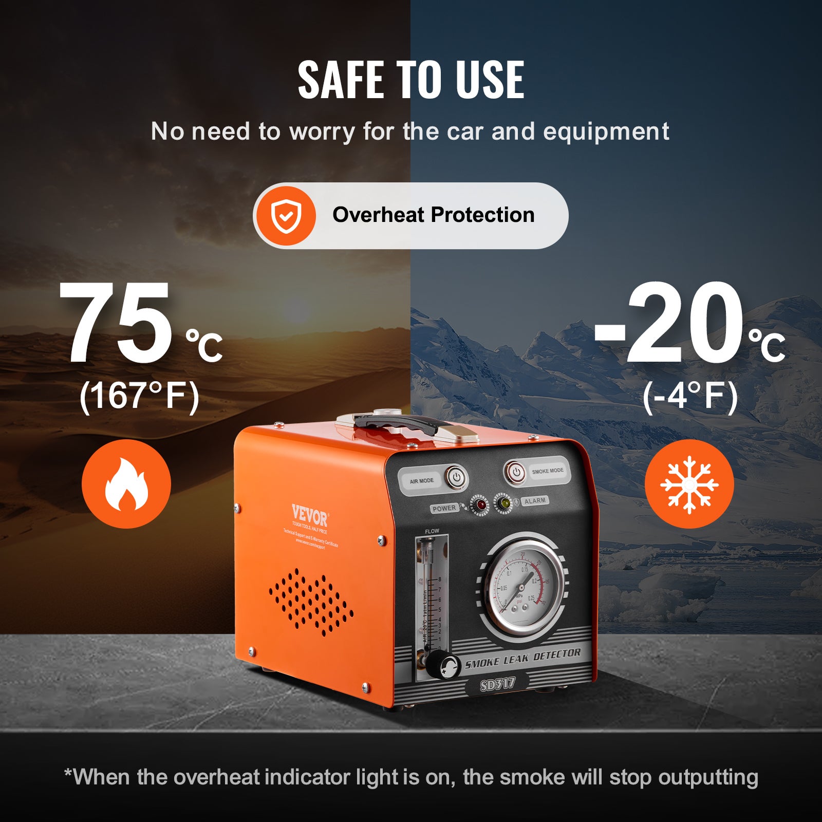 détecteur fuite carburant 8L/min,VEVOR Machine à fumée EVAP pour voiture,2 Modes,pompe à Air intégrée,manomètre et débitmètre,détecteur fuite - 6
