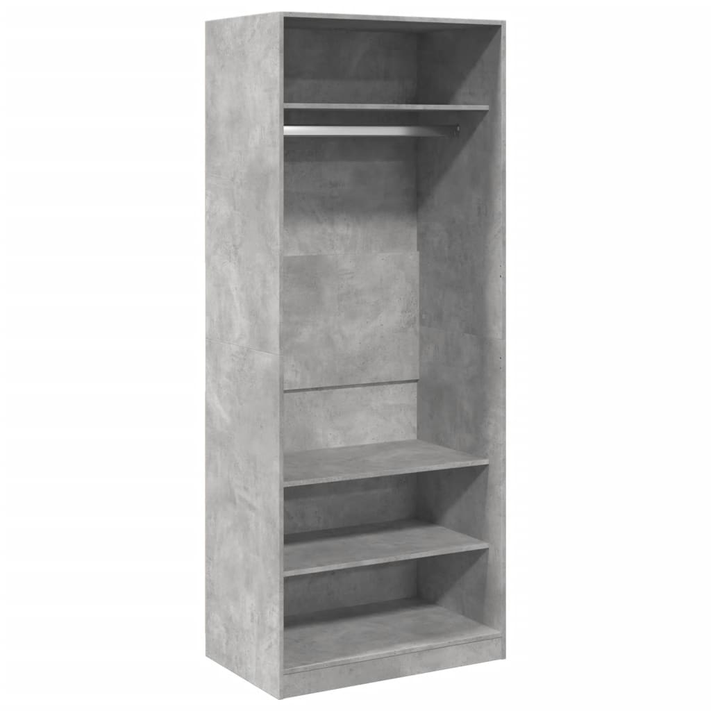 Garderobe Armoire de rangement gris béton 80x50x200 cm bois d