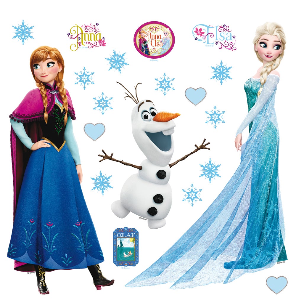 Adesivo da parete Frozen Anna & Elsa blu e viola - 30 x 30 cm - Disney ...