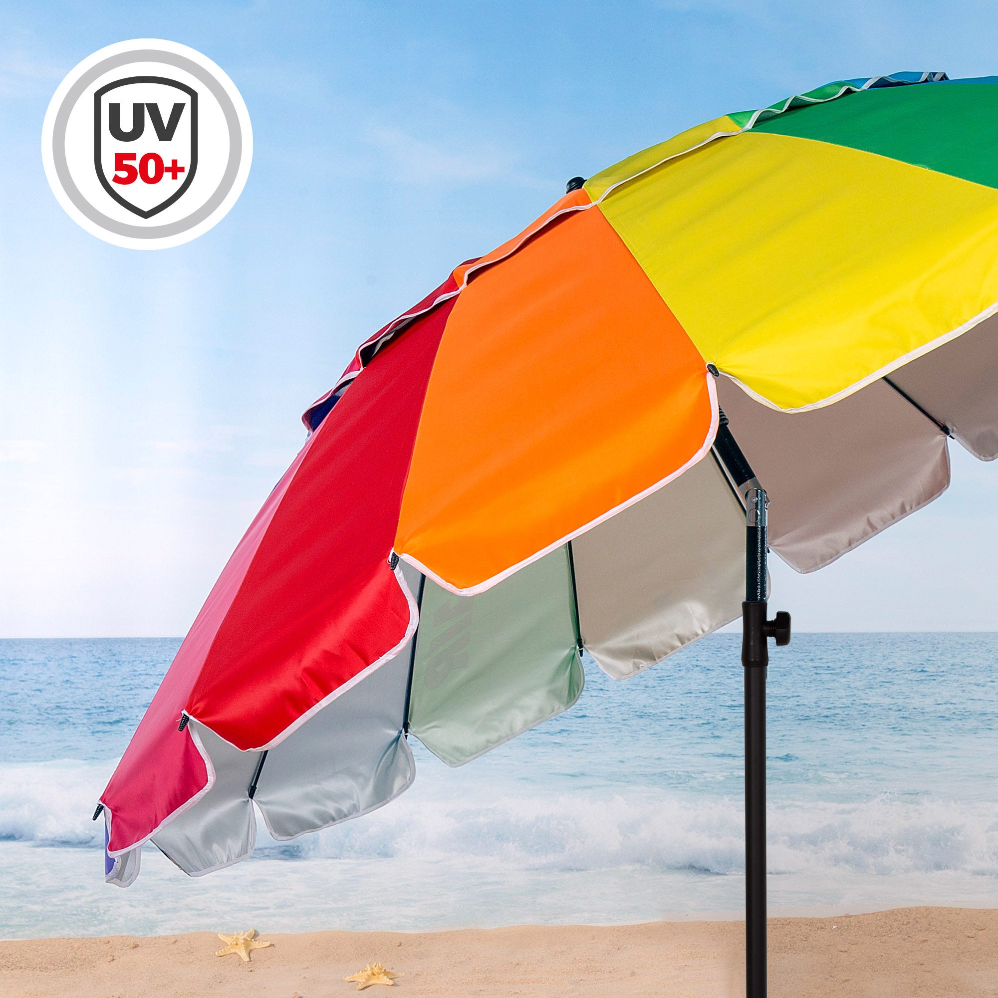 Aktive Sombrilla playa antiviento 16 varillas 220 cm multicolor - 3