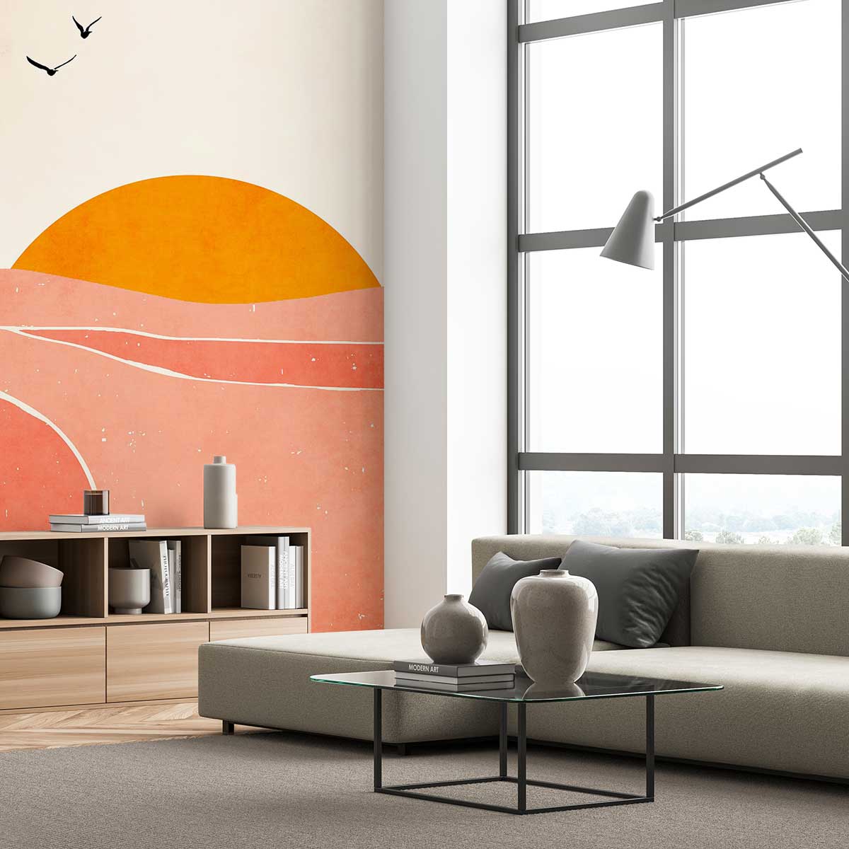 Papel pintado gráfico río rosa