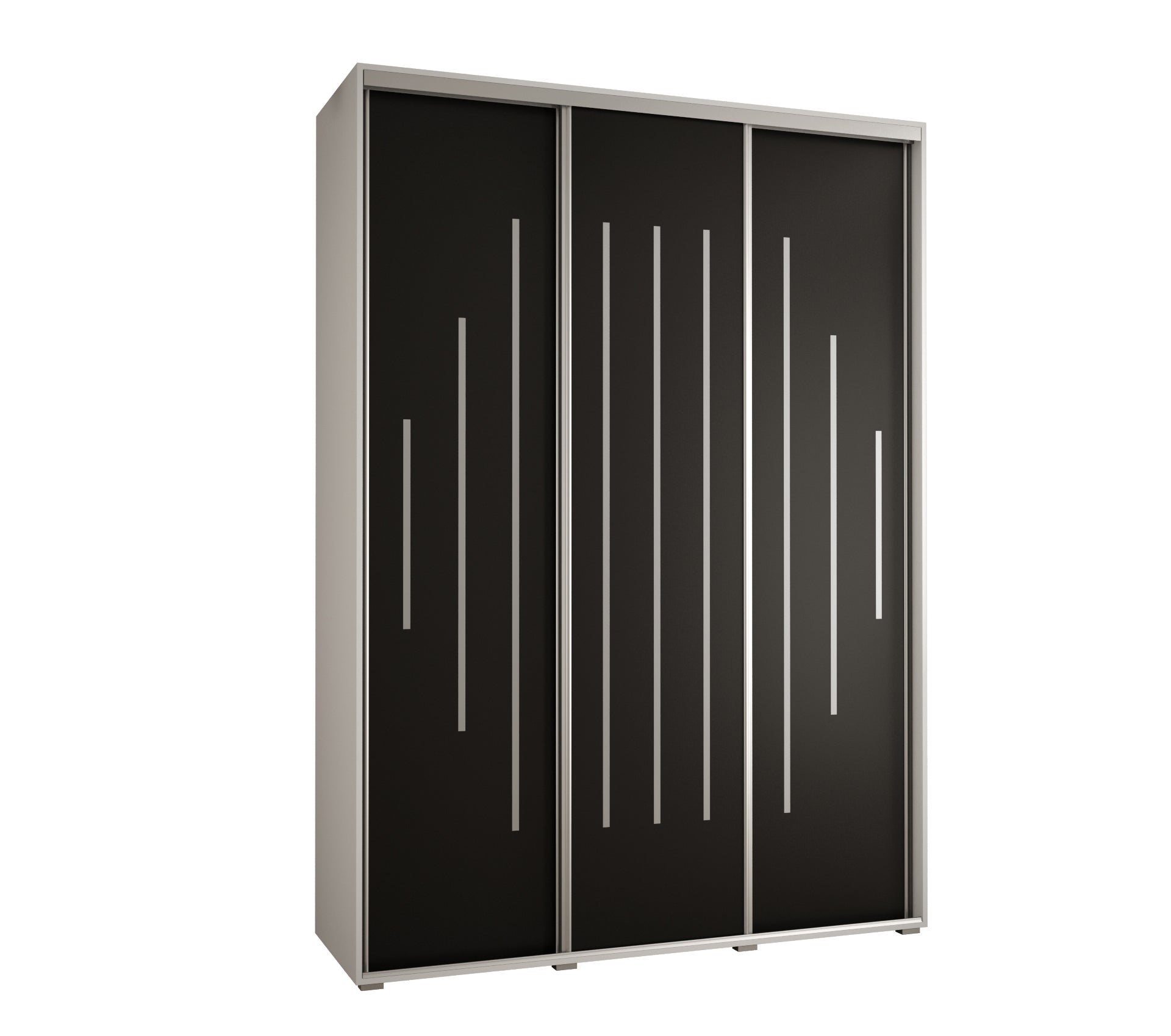 Szafa przesuwna wysoka Davos 12 170 x 45 x 235,2 cm biały + czarny + u. srebrny - Abiks Meble