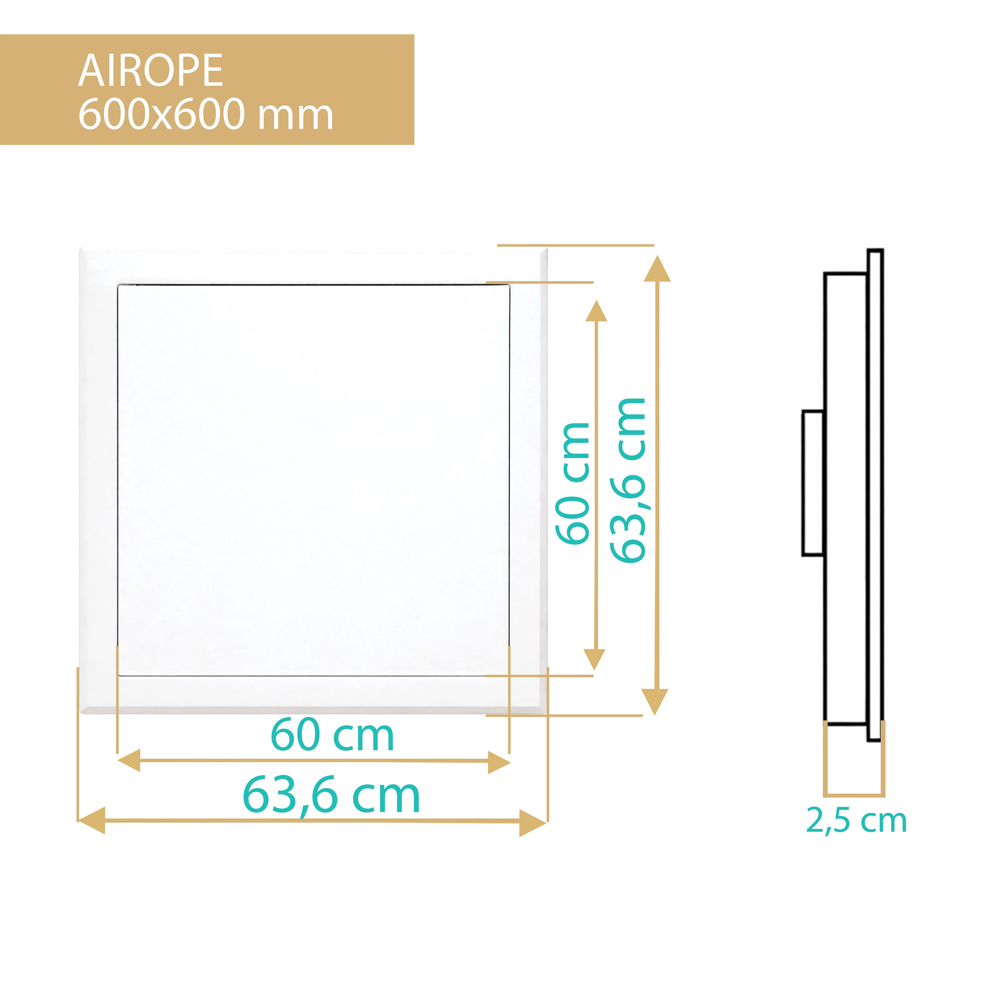 AIROPE–600x600 MM Trappe de Visite en Acier Blanc,Fermeture à Loquet Sécurisé,Spéciale Plafond et Mur,Panneau d’Accès Compteur d’Eau,Baignoire,Tuyaux - 3