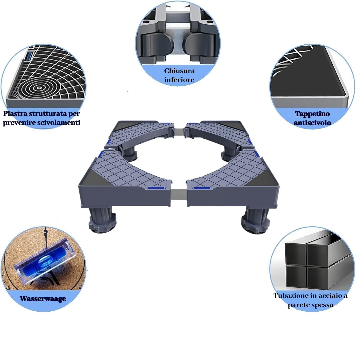 Support Machine a Laver Seche Linge & Réfrigérateur,Rehausseur Lave Linge et Machine a Laver Réglable,Socle Antivibration jusqu'à 120kg - 3