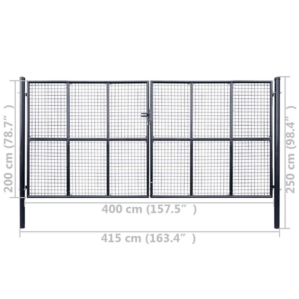 Portail en maille de jardin Acier galvanisé 400x200 Gris - 6