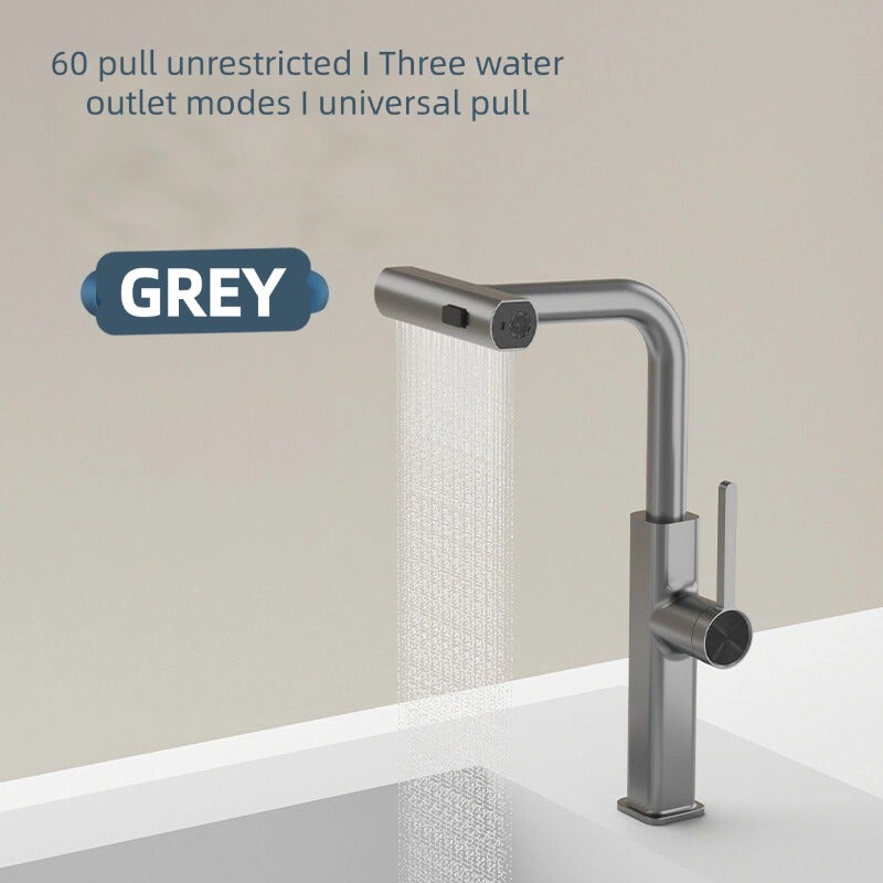 Kranik do rozdzielania i kaskady wyciągany | Łatwy do montażu | Odpowiedni dla łazienek, umywalki kuchni | Szary antracytowy