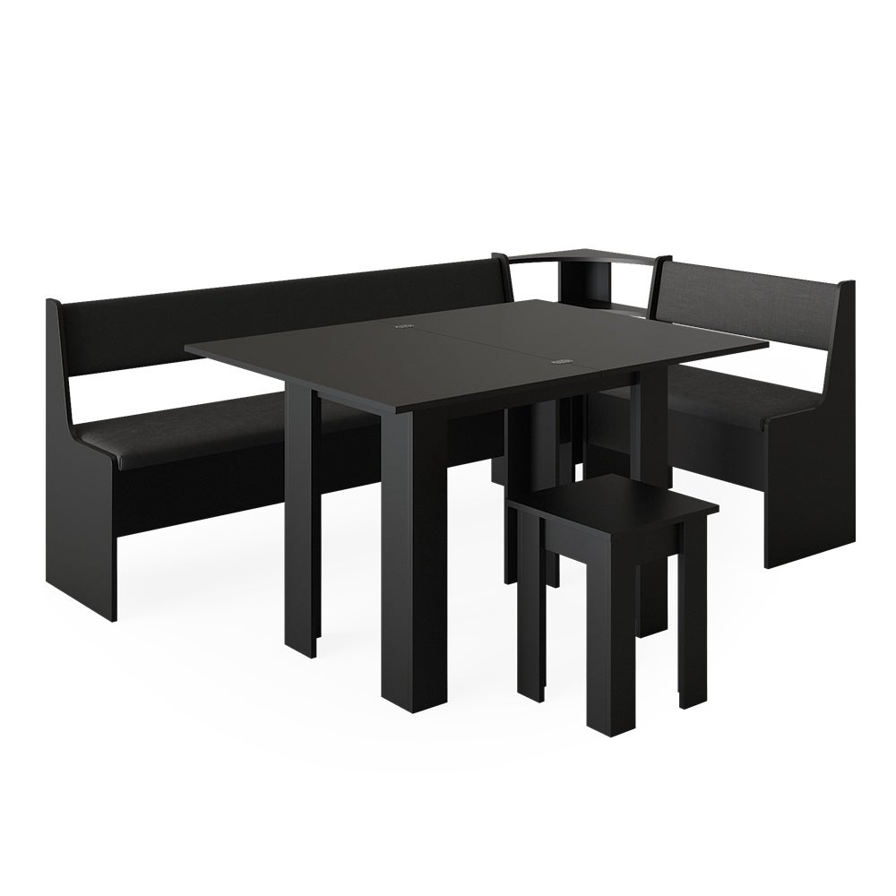 Vicco Grupa ławek narożnych Roman, Czarny, 210 x 120 cm z tabelą
