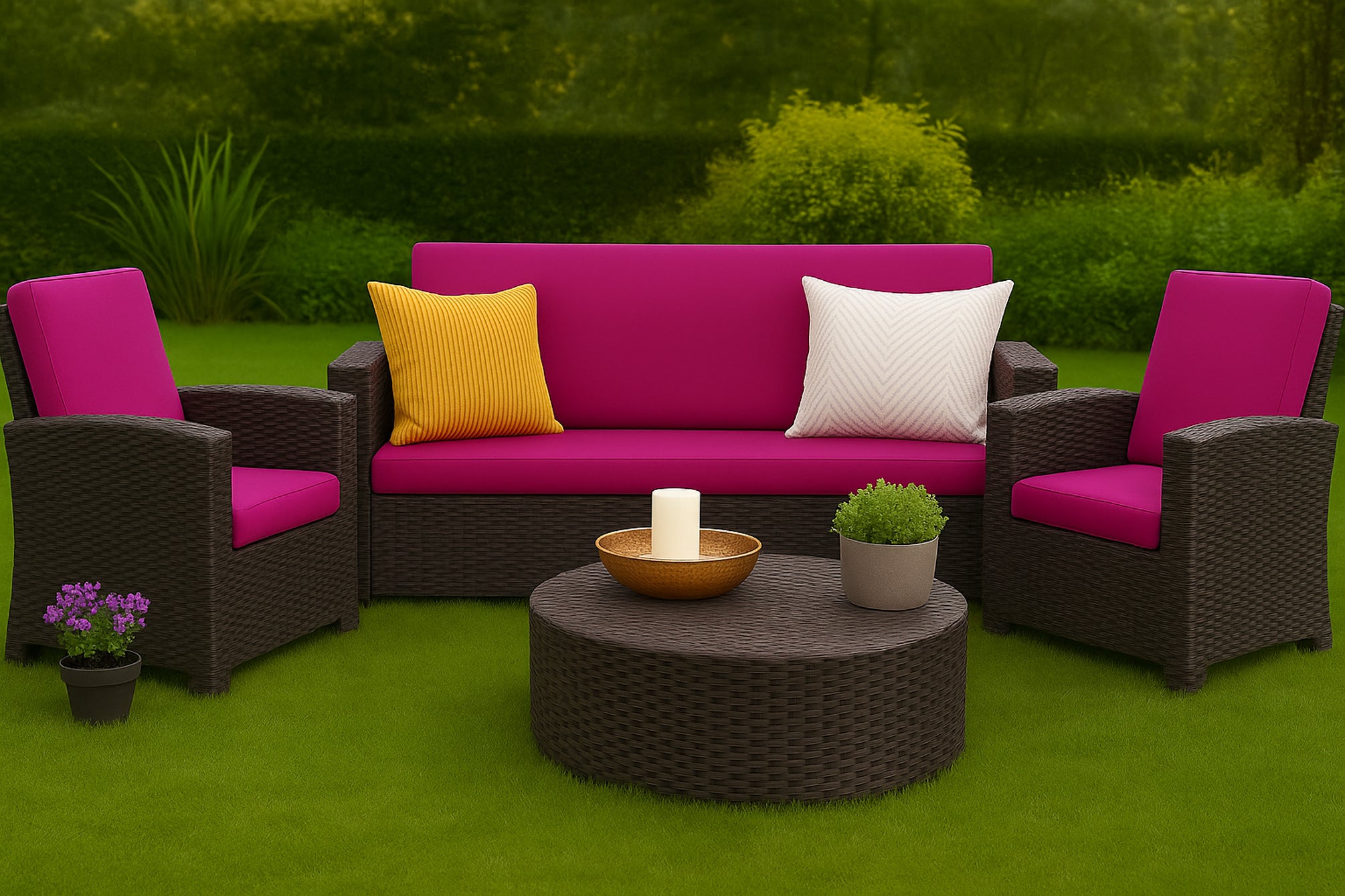 Poduszka ogrodowa na sofę rattanową 170x50x50cm poduszka na meble rattanowe różowa, poduszka na balkon taras, poduszki na meble ogrodowe - 4