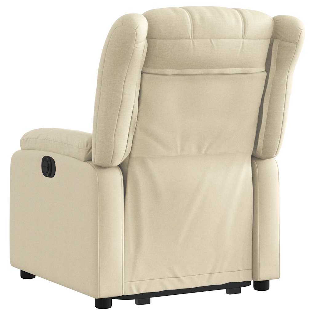 Fauteuil inclinable électrique crème tissu - 5