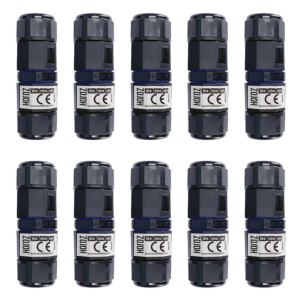 10x Mufa hermetyczna konektor kablowy, IP68, prosty, 0.5-2.5mm², 16A, 250V HOROZ