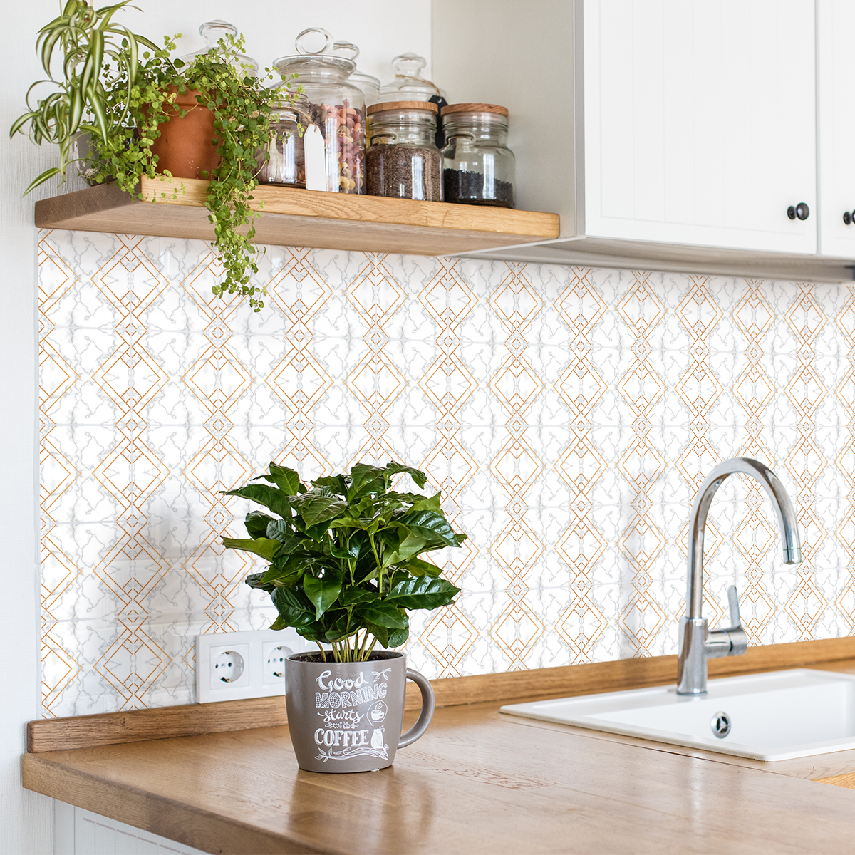 24 vinilos efecto mármol y dorado - adhesivo de pared - revestimiento sticker mural decorativo - 24stickers20x20cm