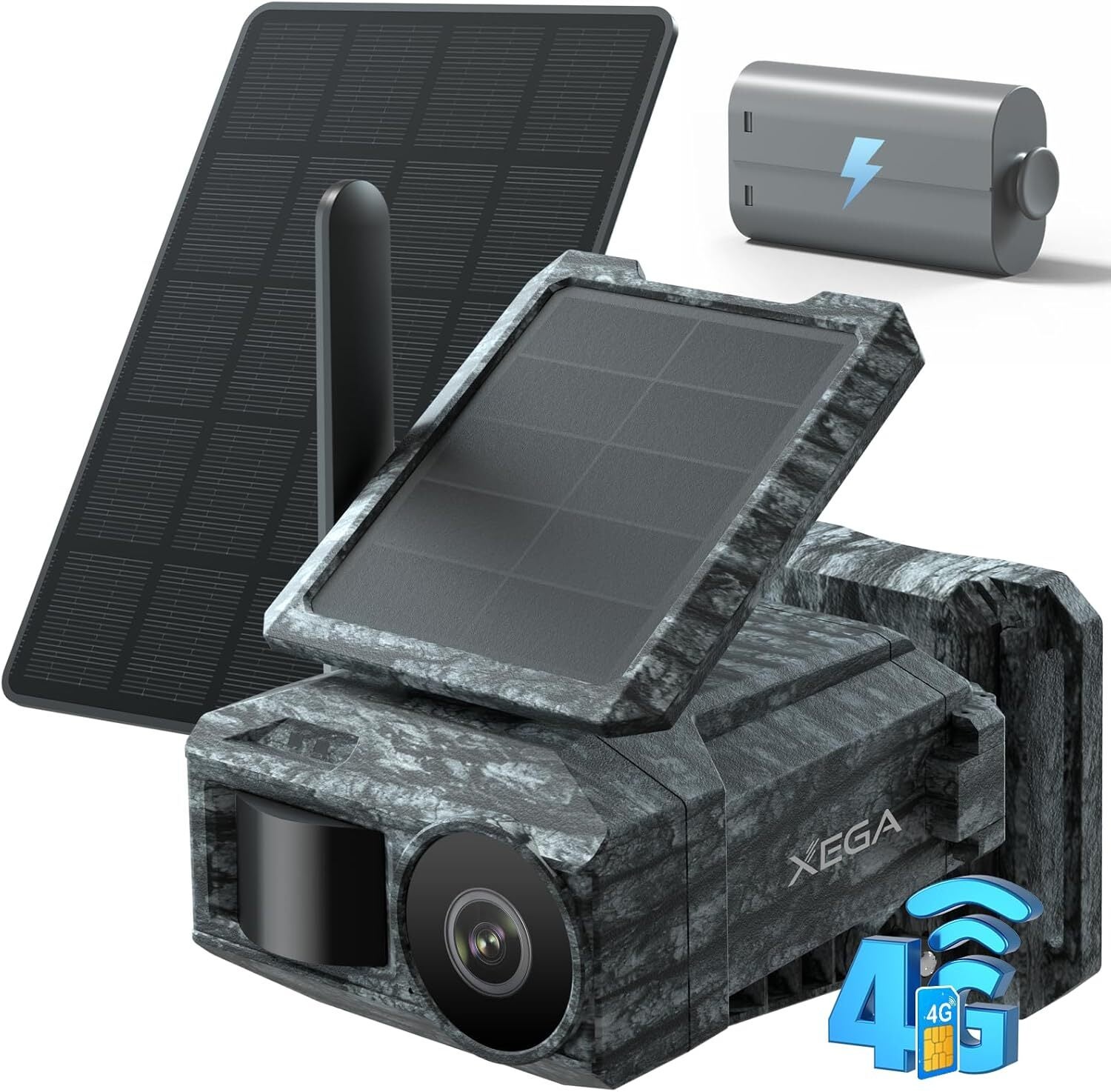 Zewnętrzna Kamera Bezpieczeństwa Solarna Xega 3G/4G LTE Bezprzewodowa – obrót 355°/95°, 2K, detekcja ruchu PIR, wizja nocna, karta SIM w zestawie