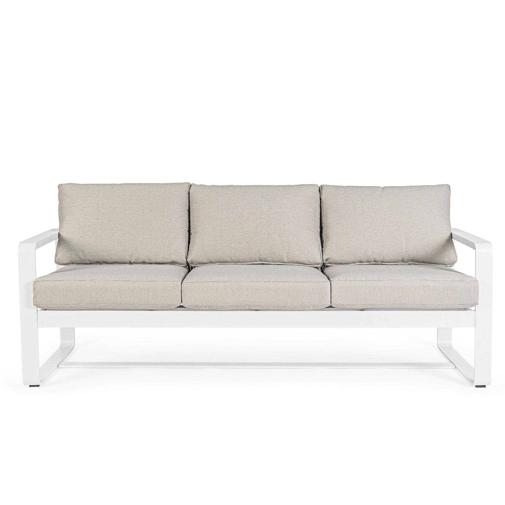 Sofá Lounge Exterior Aluminio 3 Plazas 2 Sillones Con Mesa Cafetera Merrigan Blanco Bizzotto - 4