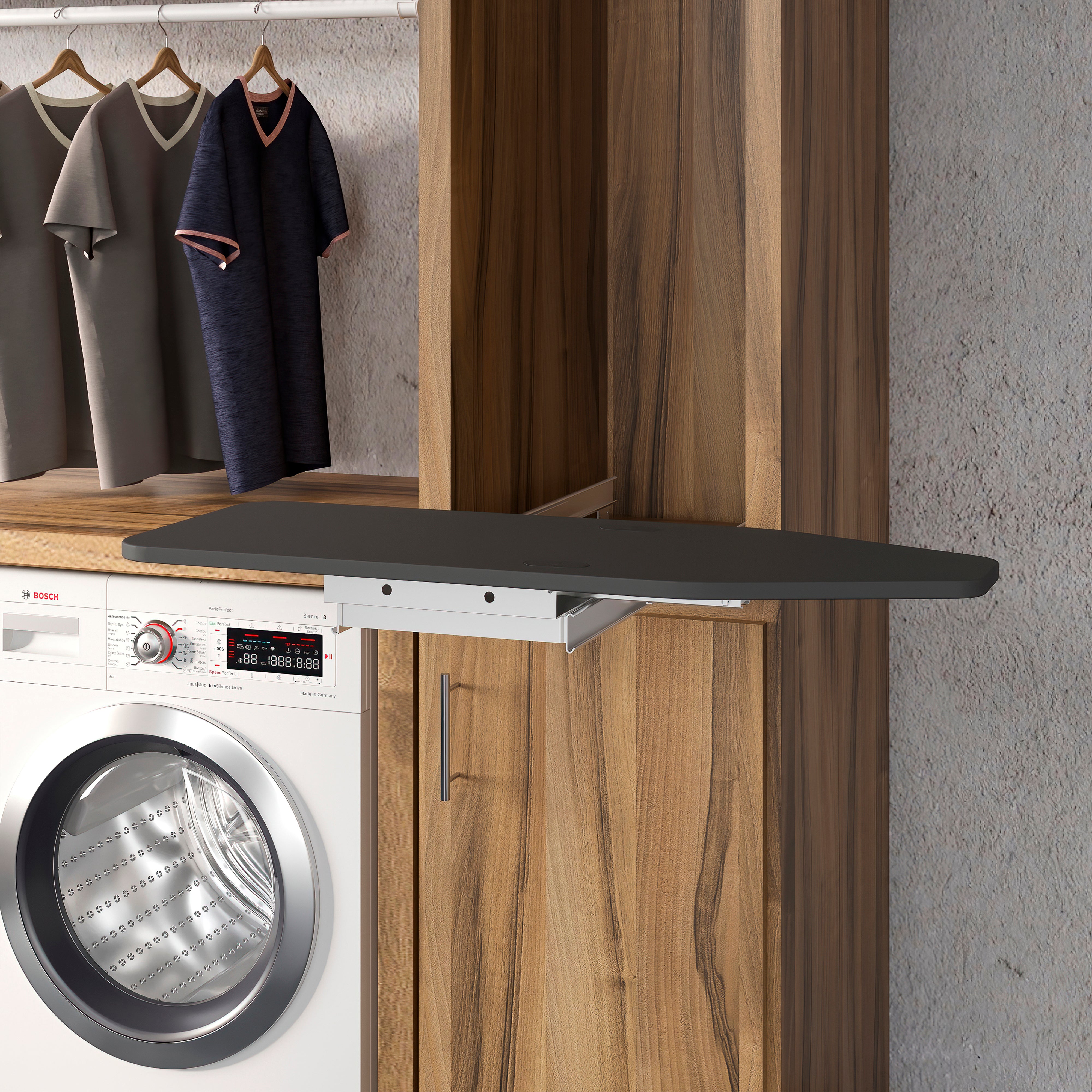 Emuca Table à repasser, pliante et extractible, pivotante, pour le meuble Iron 180, en acier et en bois - 2