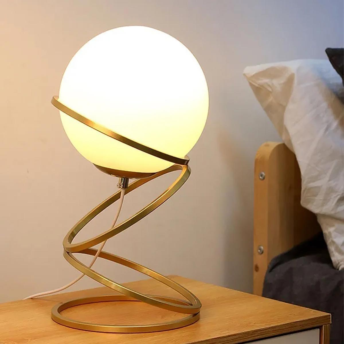 Lampada da tavolo G9 stilizzata sfera design moderno bronzo dorato luce comodino scrivania salotto con interruttore 230V - 3