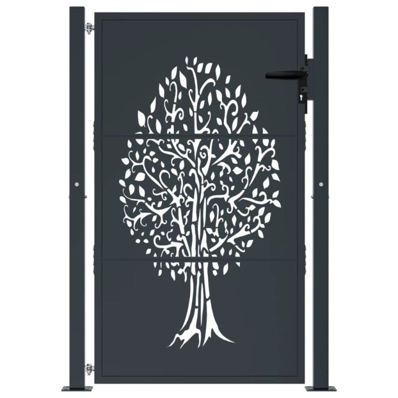 Portail de jardin anthracite 105x130cm acier conception d arbre - 3